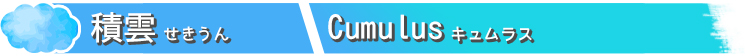 積雲せきうん Cumulusキュムラス